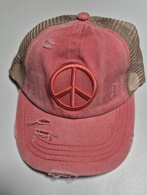 Cc Womens Coral Peace Sign Hat